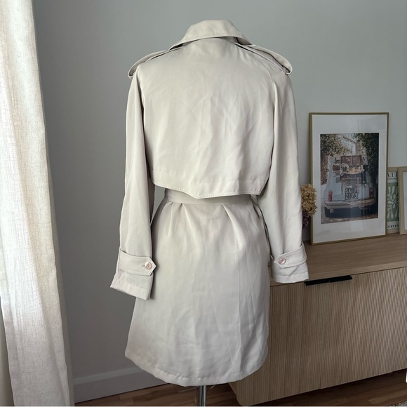 VINTAGE Beige Belted Trench Coat -Size 7 - Picture 3 of 11